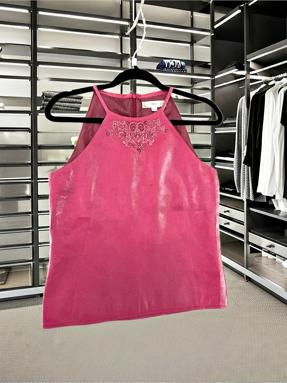 Beautiful Iridescent Pink Embellished Tank Top, like new